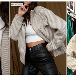 12th tribe MARINA TAUPE WOOL MOTO JACKET